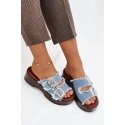 Dámské pantofle na platformě 100-486 Jeans modrá s černou - Joalice Paris