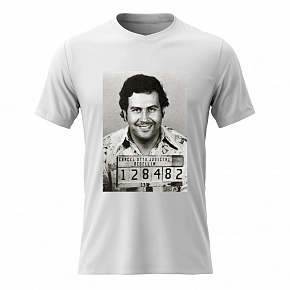 Dámské bavlněné tričko s potiskem - PABLO ESCOBAR - bílé