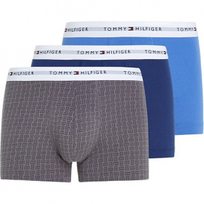 Pánské boxerky 3P TRUNK PRINT UM0UM02768 0W2 modré - Tommy Hilfiger