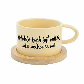 MOHLA BYCH BÝT MILÁ, ALE NECHCE SE MI - žlutý hrníček makronka 200 ml