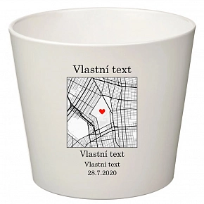 Personalizovaný keramický květináč s mapou - malý