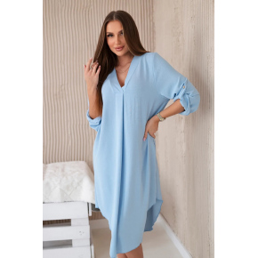 Šaty s výstřihem do V 88536 modré - Italian Fashion