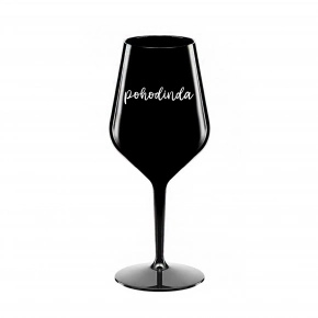 POHODINDA - černá nerozbitná sklenice na víno 470 ml