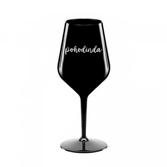 POHODINDA - černá nerozbitná sklenice na víno 470 ml