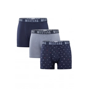 Pánské boxerky 3PACK 4277-1003 Tmavě modrá / šedá mix vzor - Mustang