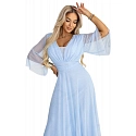 Dlouhé třpytivé šaty plus size 654-3 modré - Numoco