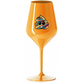 DUHOVÉ VESELÉ EE - oranžová nerozbitná sklenice na víno 470 ml