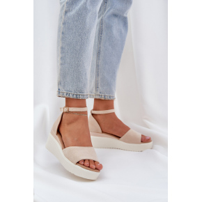 Bota na klínech JH519P béžové - Step in style