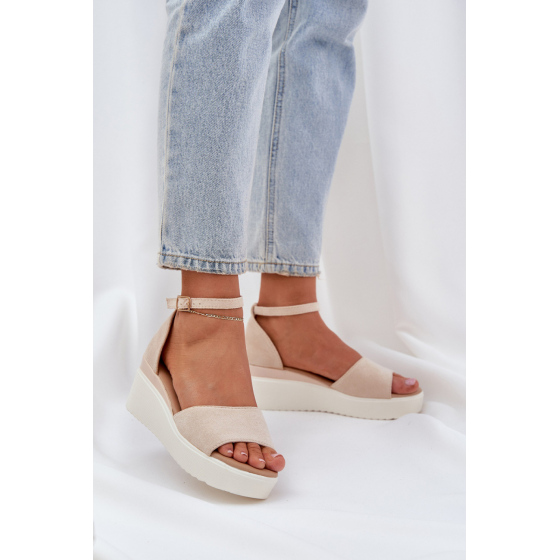Bota na klínech JH519P béžové - Step in style