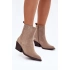 Dámské kotníkové boty na podpatku 6350 Béžová - Ideal Shoes