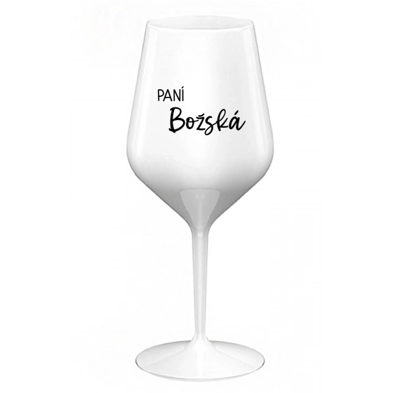 PANÍ BOŽSKÁ - bílá nerozbitná sklenice na víno 470 ml