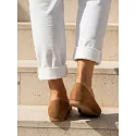 Dámské semišové baleríny ZY1349 hnědé -  Ideal Shoes