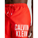 Pánské střední plavecké šortky se stahovací šňůrkou KM0KM00794 XNE červená - Calvin Klein