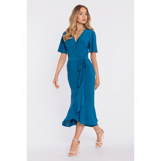 Zavinovací midi šaty M912 mořsky modré - Stylove