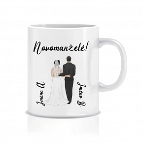 Personalizovaný klasický bílý keramický hrníček 300 ml se svatebním párem Personalizovaný klasický bílý keramický hrníček 300 ml se svatebním párem