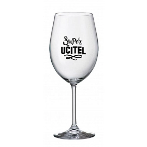 SUPER UČITEL - čirá sklenice na víno 350 ml 