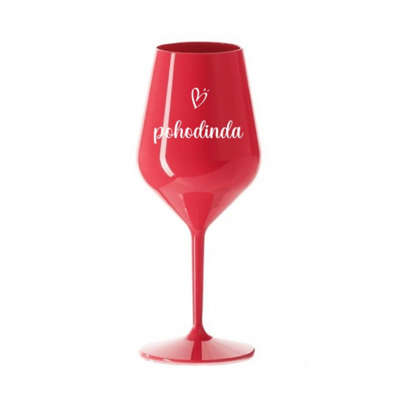 Pohodinda se srdíčkem - červená nerozbitná sklenice na víno 470 ml