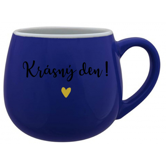 KRÁSNÝ DEN! - modrý keramický hrníček 300 ml