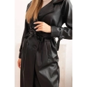 Dámský kabát z eko kůže  4467 Černá - K-Fashion
