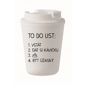 TO DO LIST: BÝT ÚŽASNÝ - bílý termohrnek 300 ml TO DO LIST: BÝT ÚŽASNÝ - bílý termohrnek 300 ml