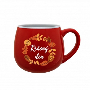 KRÁSNÝ DEN (PODZIM) - červený keramický hrníček 300 ml KRÁSNÝ DEN (PODZIM) - červený keramický hrníček 300 ml