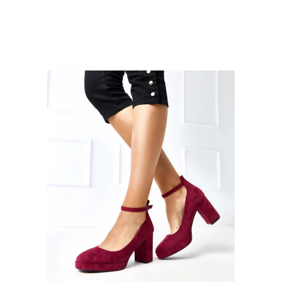 Dámské lodičky na sloupek podpatku 100-357 Bordó - Joalice Paris