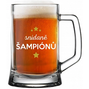 SKLENKA SNÍDANĚ ŠAMPIÓNŮ - pivní sklenice 0,5 l SKLENKA SNÍDANĚ ŠAMPIÓNŮ - pivní sklenice 0,5 l