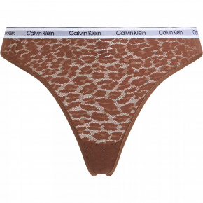 Dámská tanga HIGH LEG THONG 000QD5051E FUA  hnědé - Calvin Klein