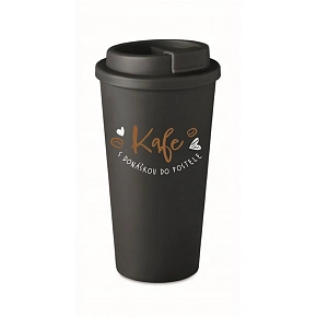 KAFE S DONÁŠKOU DO POSTELE - černý termohrnek 475 ml