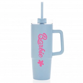 BARBIE - světle modrý cestovní hrnek s průhledným víčkem 900 ml BARBIE - světle modrý cestovní hrnek s průhledným víčkem 900 ml
