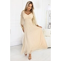 Dlouhé lehké třpytivé šaty 655-4  béžové - Numoco
