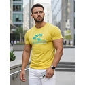 Pánské tričko s potiskem classic NX5020R žluté - FashionStreet