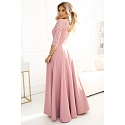 Dámské dlouhé krajkové šaty 309-13 AMBER pudrově růžové - Numoco