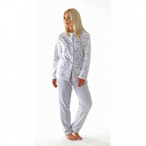 Dámské teplé pyžamo Flora 63569102 Šedo-bílá - Vestis
