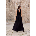 Dámské dlouhé šaty SUK0407 Černá se třpytem - Roco Fashion