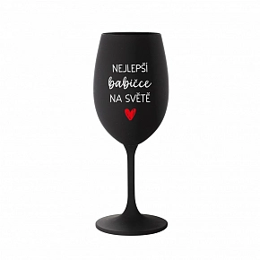 NEJLEPŠÍ BABIČKA NA SVĚTĚ - černá sklenice na víno 350 ml NEJLEPŠÍ BABIČKA NA SVĚTĚ - černá sklenice na víno 350 ml