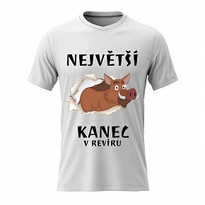 Pánské bavlněné tričko s potiskem - NEJVĚTŠÍ KANEC - bílé 