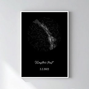 Personalizovaný magický fotoobraz v rámu - 50x70 - hvězdná mapa