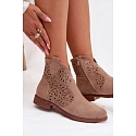 Dámské perforované kotníkové boty HY61-8026 Béžové - S.Barski