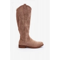 Ažurové kozačky HY66-132 hnědé - Step in style