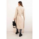 Dámský koženkový kabát béžový - New Collection Italy