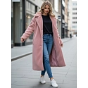 Dámský zimní kabát chlupáč dlouhý NY0751z růžový - FashionStreet