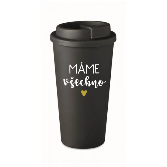 MÁME VŠECHNO - černý termohrnek 475 ml
