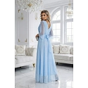 Dlouhé třpytivé šaty plus size 654-3 modré - Numoco