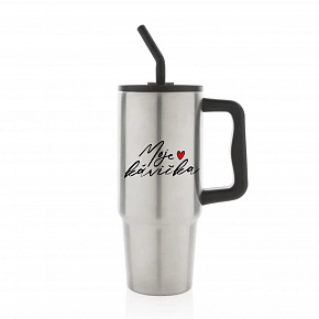 MOJE KÁVIČKA - stříbrný cestovní termohrnek 900 ml