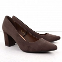 Dámské semišové lodičky na sloupek podpatku PB414 / SK403E Tmavě hnědá - Sergio Leone