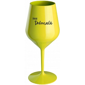 PANI DOKONALÁ - žltý nerozbitný pohár na víno 470 ml