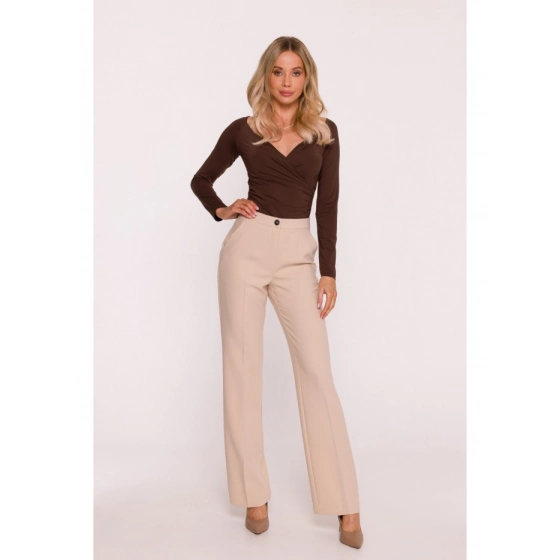 Dámské kalhoty s laclem S418  béžové - Stylove