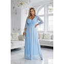 Dlouhé třpytivé šaty plus size 654-3 modré - Numoco