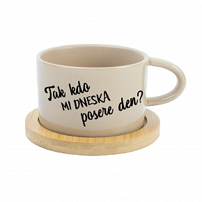 TAK KDO MI DNESKA POSERE DEN? - krémový hrníček makronka 200 ml